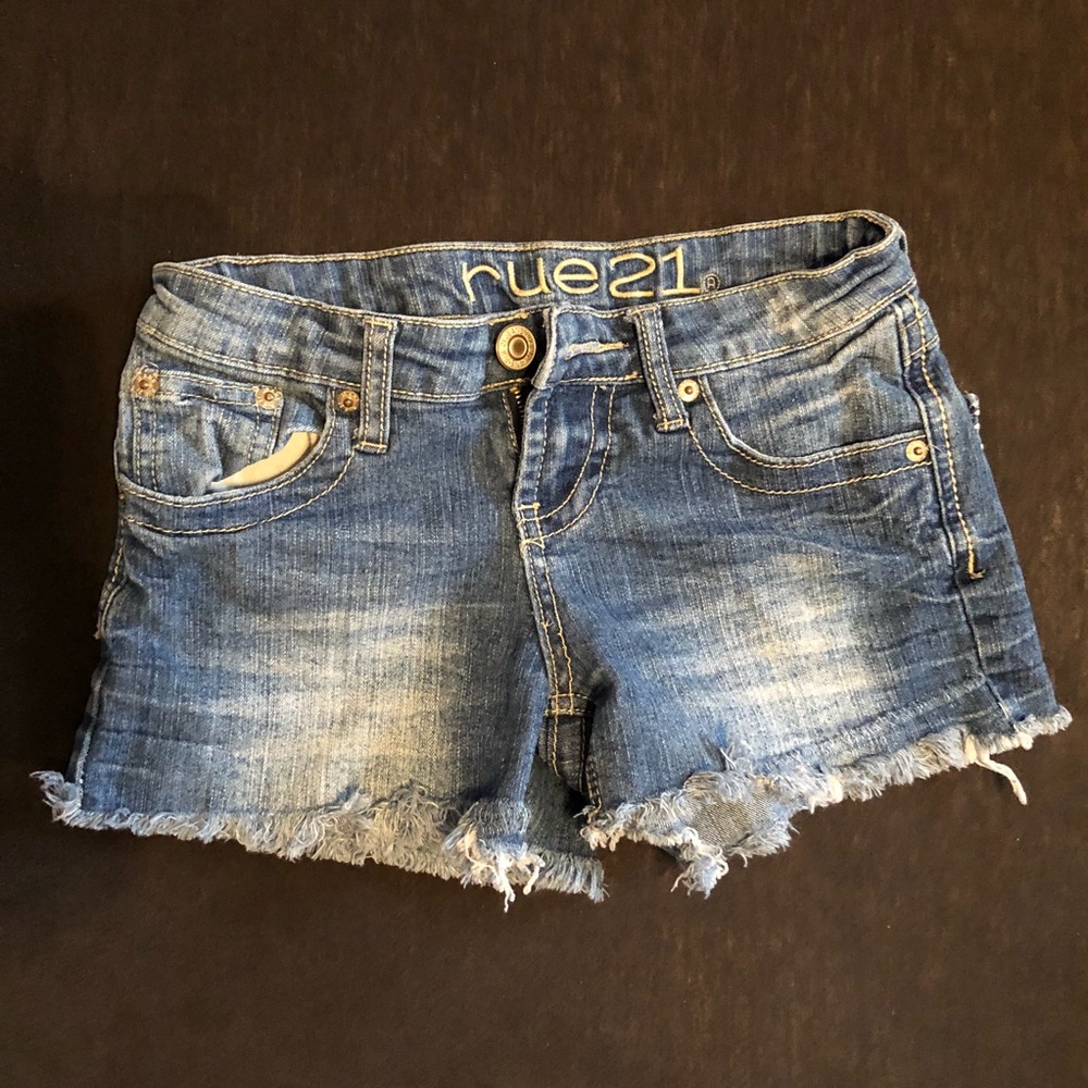 Ripped jean shorts